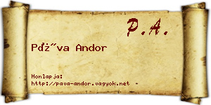 Páva Andor névjegykártya