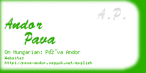 andor pava business card